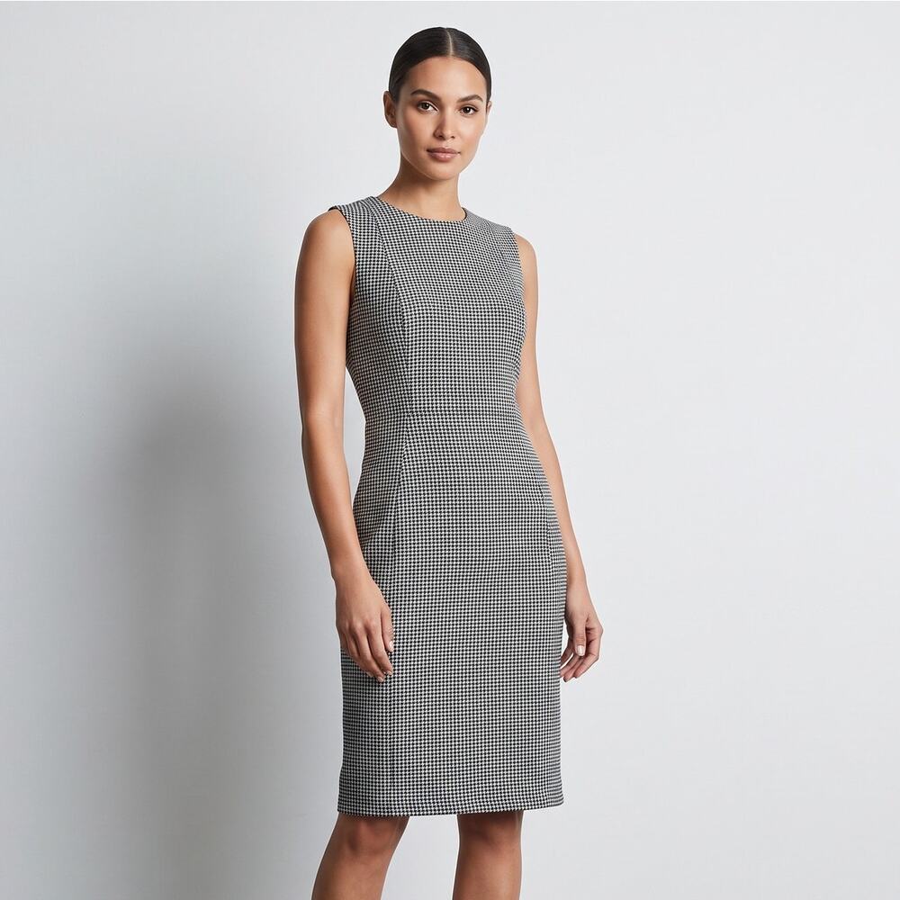 Calvin Klein Houndstooth Sheath Dress Size 6 Sleeveless Workwear Business Casual